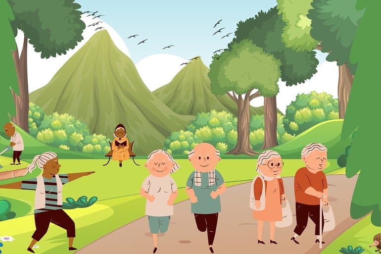 This shows happy older people